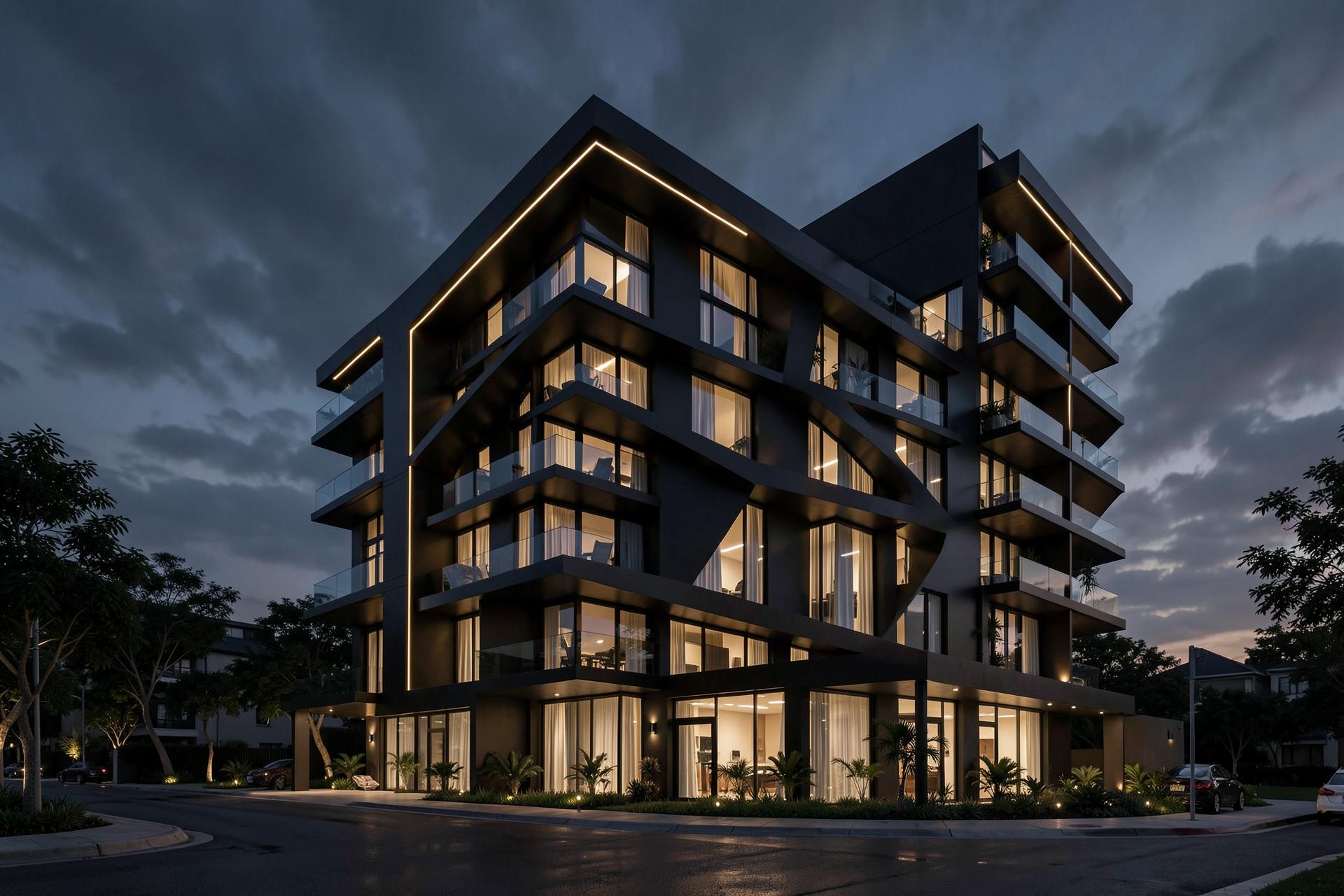 Contemporary Dansquare development at dusk