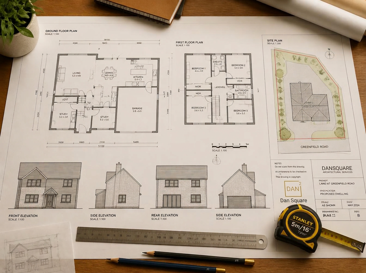 Architectural drawings for a new-build home